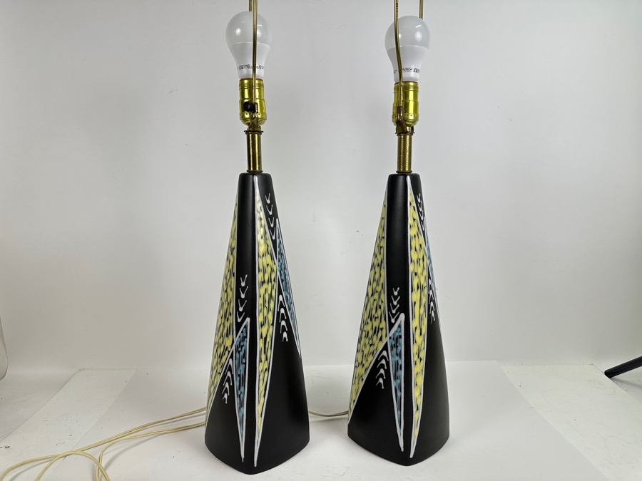 Pair Of Vintage Mid-Century 1950s Danish 'Burgundia' Ceramic Table Lamp By Sorensen & Jensen For Soholm 32H [Photo 3]