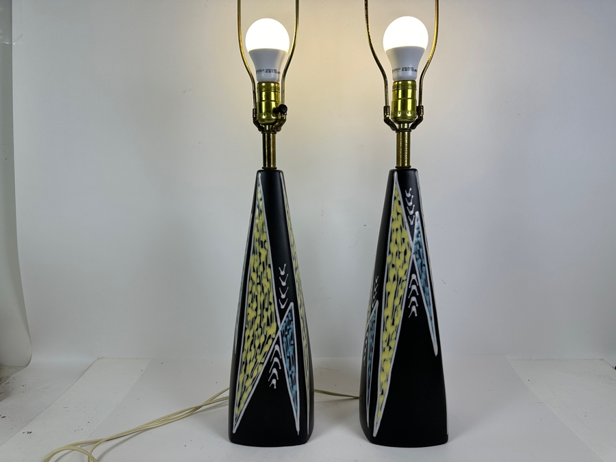 Pair Of Vintage Mid-Century 1950s Danish 'Burgundia' Ceramic Table Lamp By Sorensen & Jensen For Soholm 32H [Photo 2]