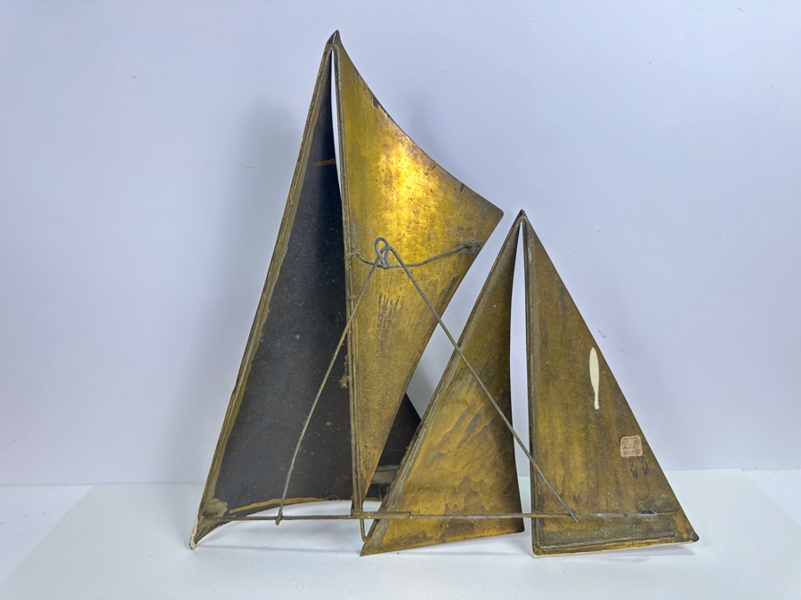 Vintage Brass Sailing Ship Sails Wall Decor 17.5W X 17.5H X 5D [Photo 2]