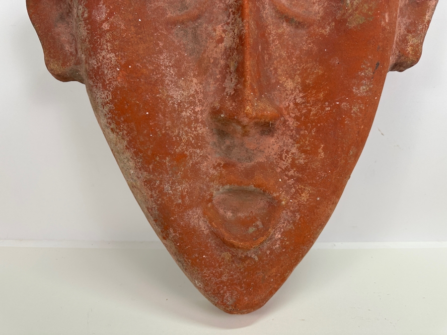 Vintage Large Terracotta Mask Wall Sculpture 17 X 22 [Photo 4]