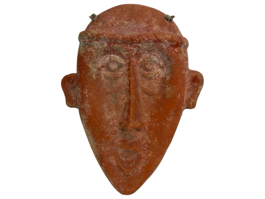 Vintage Large Terracotta Mask Wall Sculpture 17 X 22
