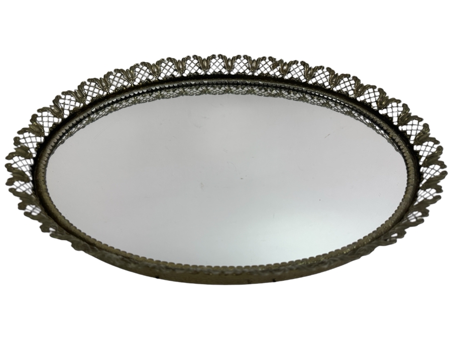 Vintage Oval Vanity Mirror Tray 16 X 12