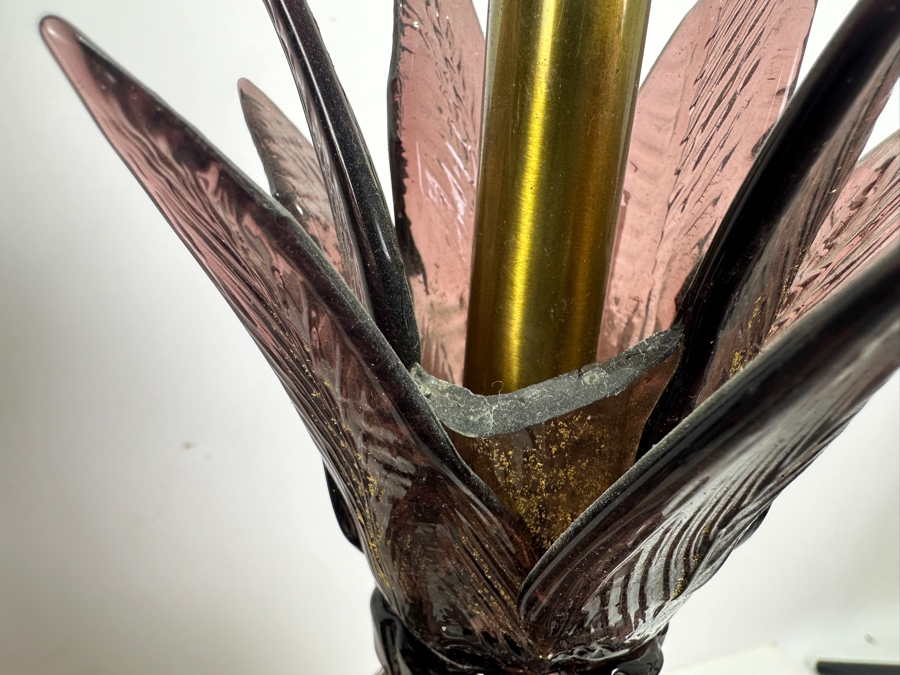 Pair Of Vintage Italian Murano Glass Pineapple Lamps (One Lamp Has Piece Missing From The Top Of The Pineapple - See Photos) 35H [Photo 8]