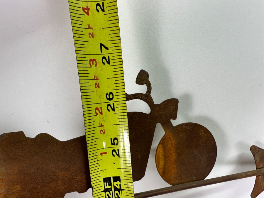 Brass Ship, Pair Of Metal Houses Candle Holders And Metal Motorcycle Weather Vane 27H [Photo 5]