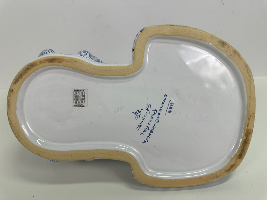 Signed Hand Painted Estrela De Conimbriga Portugal Porcelain Cat With Mouse Finial Jar With Lid 11W X 6.5D X 7H [Photo 6]