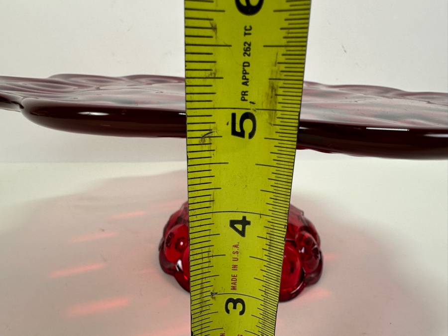 L E Smith Moon & Star Ruby Red Glass Cake Stand 13W X 5H [Photo 7]