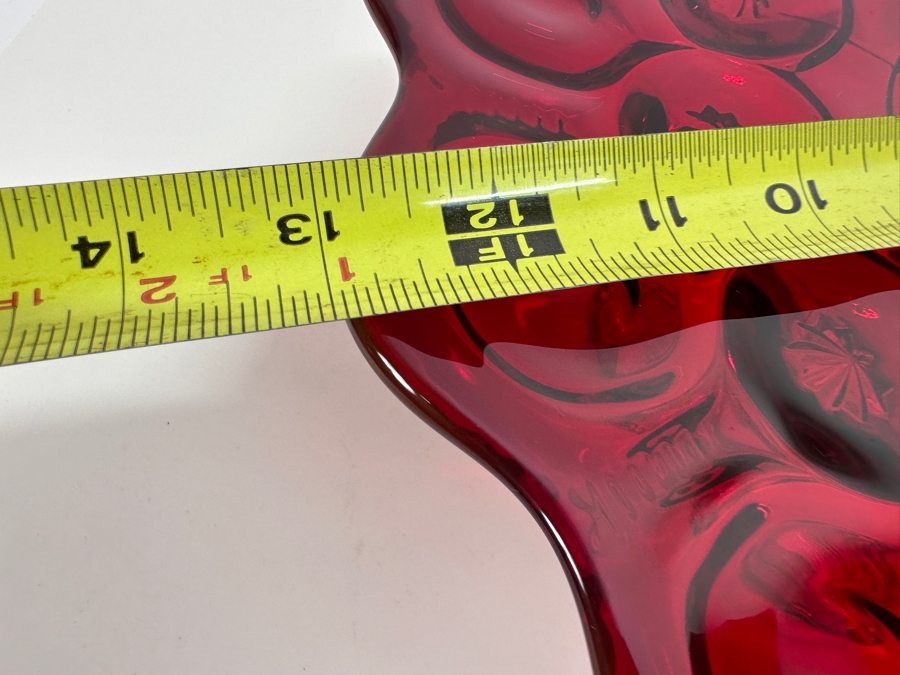 L E Smith Moon & Star Ruby Red Glass Cake Stand 13W X 5H [Photo 6]