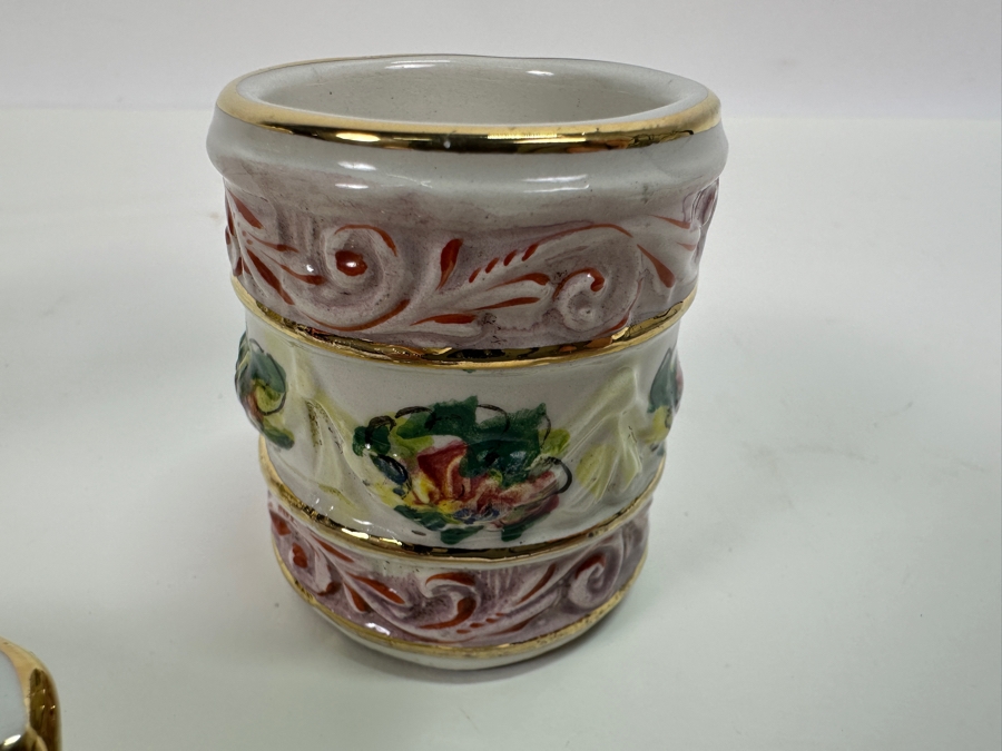 Vintage Italian Capodimonte Ashtray And Two Small Cups [Photo 4]