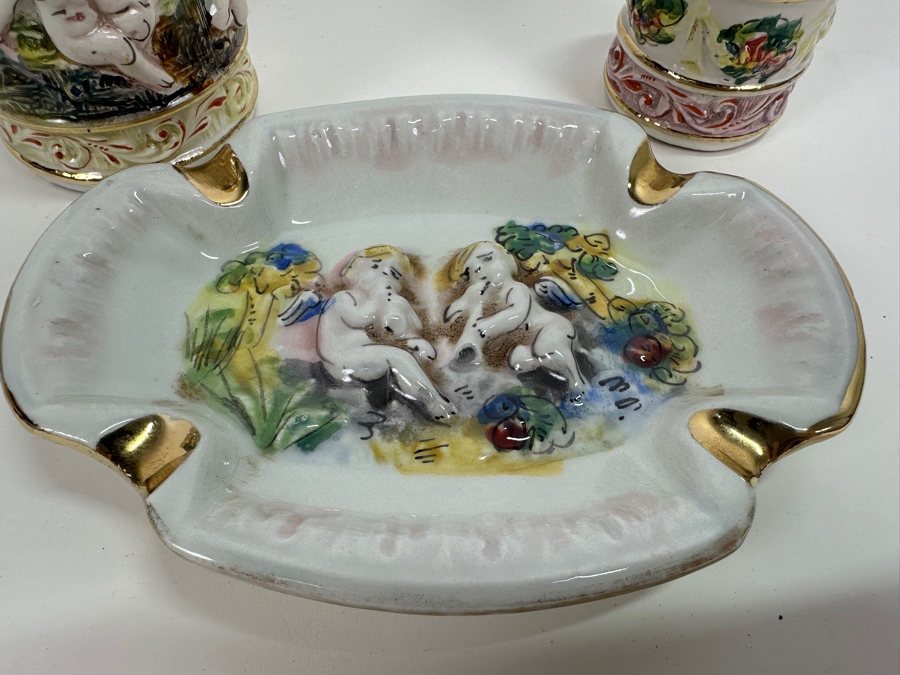Vintage Italian Capodimonte Ashtray And Two Small Cups [Photo 2]