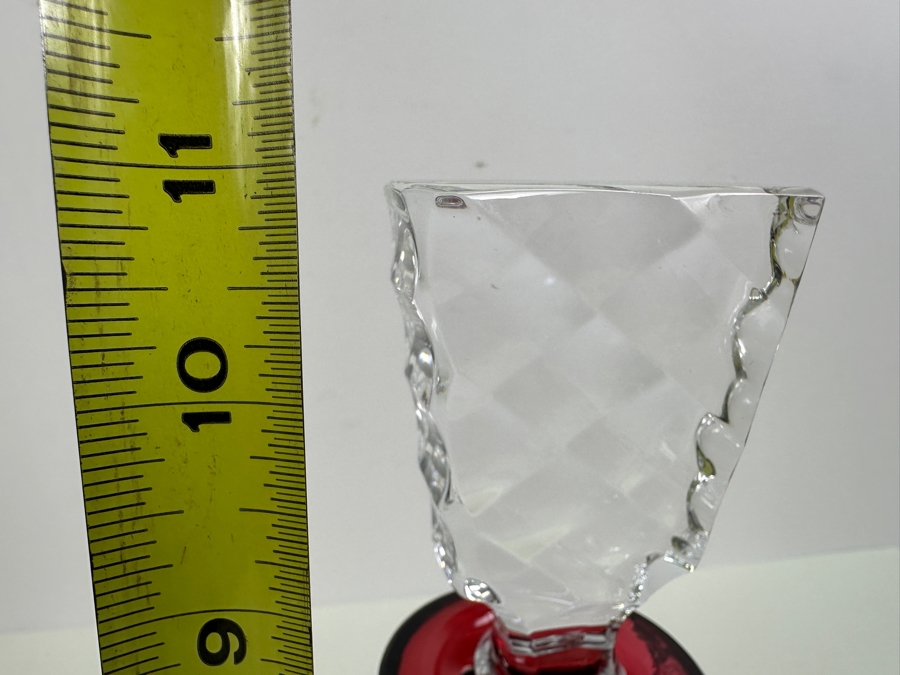 Cranberry Crystal Decanter With Stopper 11H [Photo 6]
