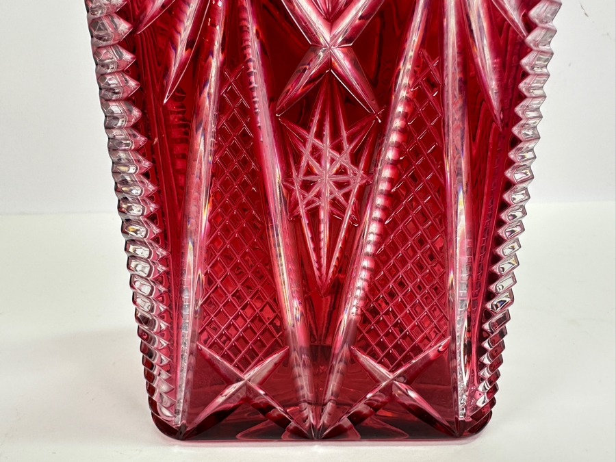 Cranberry Crystal Decanter With Stopper 11H [Photo 3]
