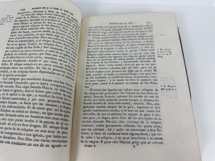Three Antique Hardcover Christian Books: 1806 Treaty Of The Church Of Jesus Christ, 6 Ecclesiastical History By The Lord Don Felix Amat Volume 5, 1808 Volume 25 And 1854 Devotional Exercises For Every Day Of The Year By Father John Croisset [Photo 5]