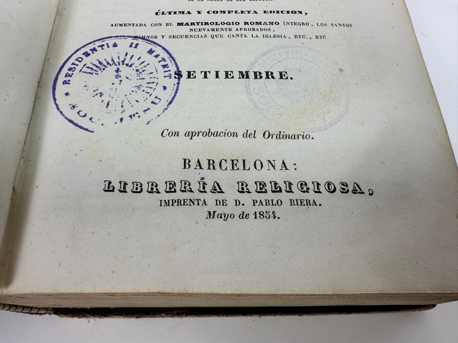 Three Antique Hardcover Christian Books: 1806 Treaty Of The Church Of Jesus Christ, 6 Ecclesiastical History By The Lord Don Felix Amat Volume 5, 1808 Volume 25 And 1854 Devotional Exercises For Every Day Of The Year By Father John Croisset [Photo 12]