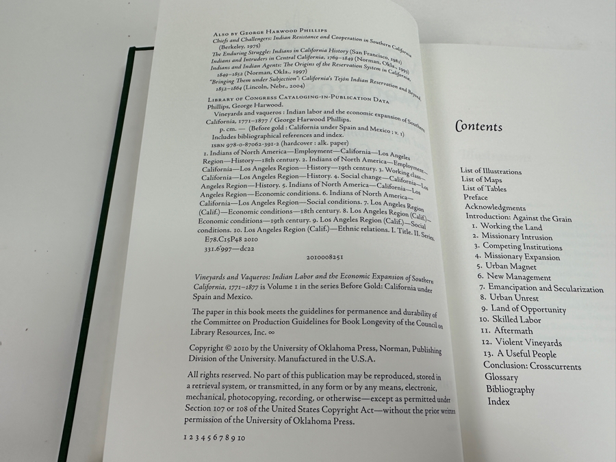 Signed First Edition Hardcover Book Vineyards & Vaqueros Indian Labor And The Economic Expansion Of Southern California, 1771-1877 By George Harwood Phillips Before Gold California Under Spain And Mexico Volume 1 [Photo 6]