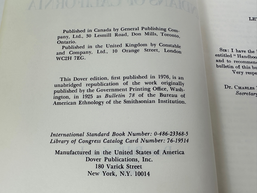 Hardcover Book Handbook Of The Indians Of California By A. L. Kroeber 1976 Dover Edition [Photo 5]