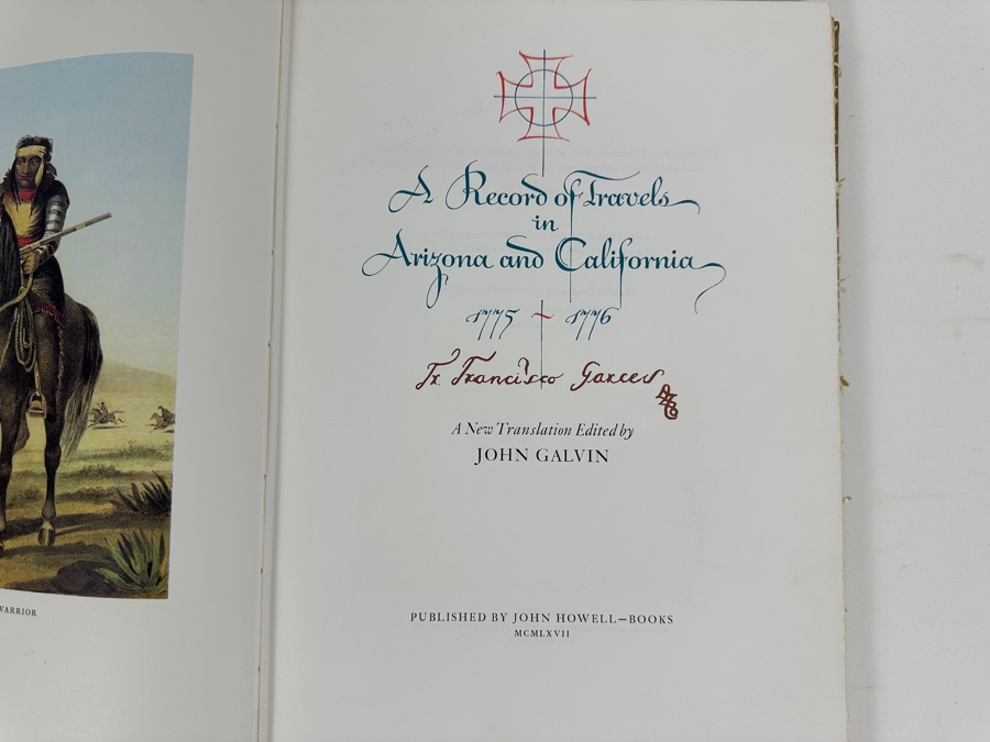 Limited Edition (1,000 Copies) Second Printing Hardcover Book A Record Of Travels In Arizona And California 1775 - 1776 Francisco Garces [Photo 3]