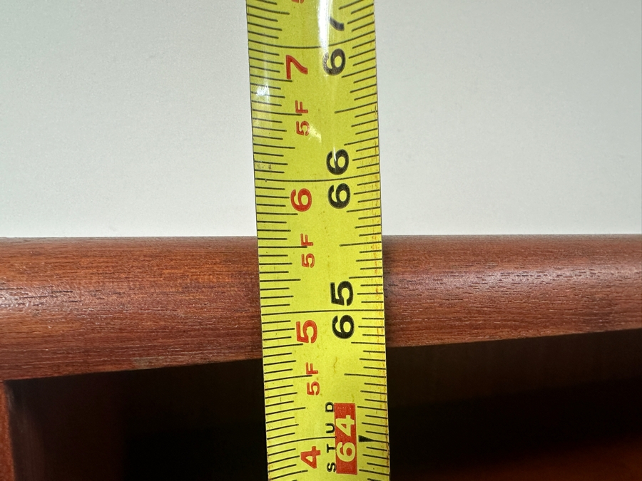 Danish Teak Sideboard Credenza With Matching Hutch And Tambour Doors Attributed To H.P. Hansen 75W X 18D X 65.5H - Has Glass Sliding Doors (See Photos) [Photo 14]