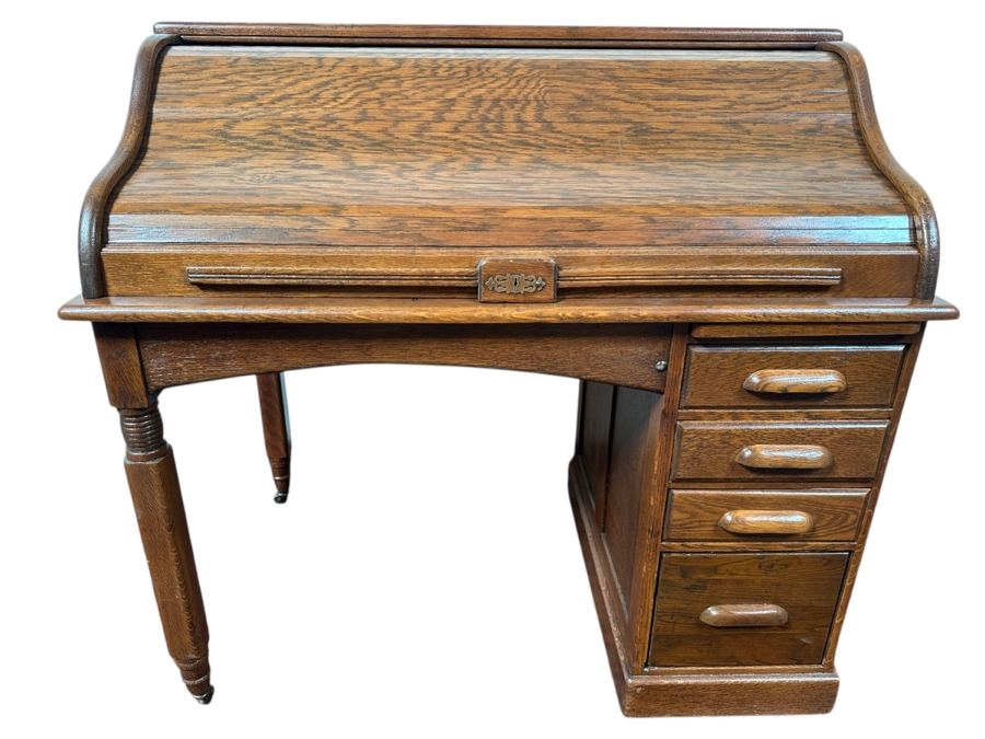 Vintage Oak Rolltop Desk 48W X 31D X 46H [Photo 1]