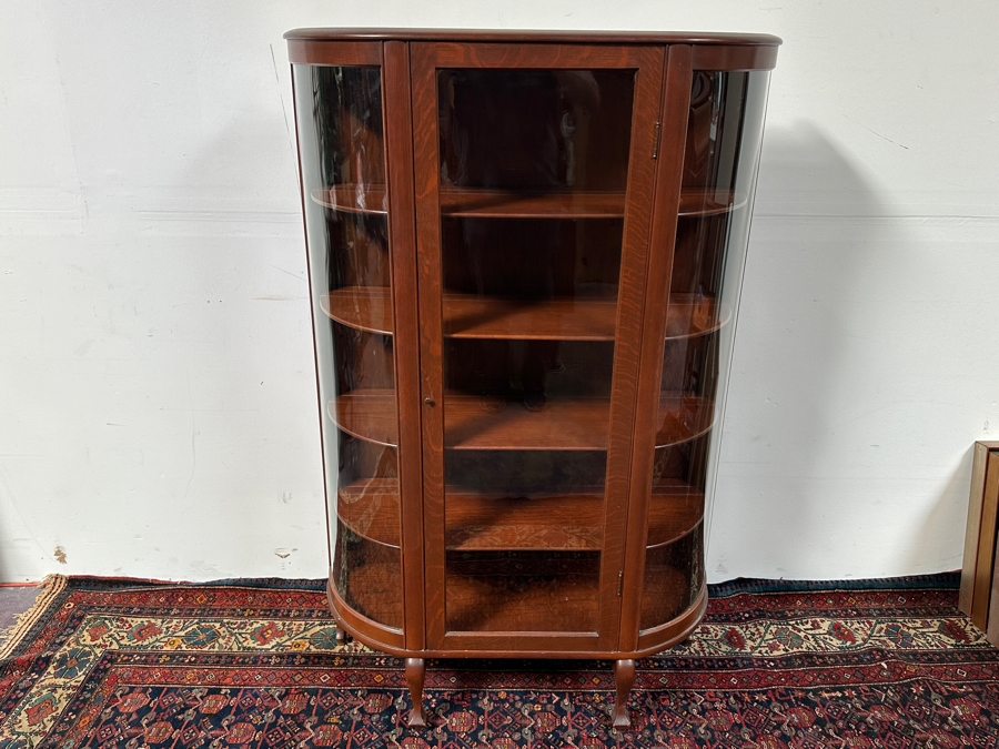 Stained Oak Curio Display Cabinet 39W X 15D X 61H [Photo 3]