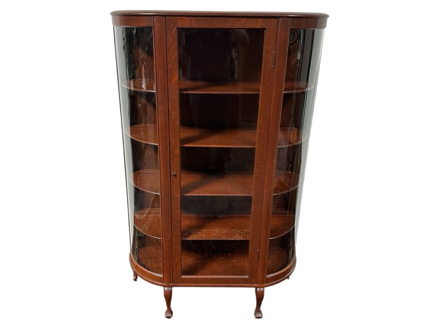 Stained Oak Curio Display Cabinet 39W X 15D X 61H [Photo 1]