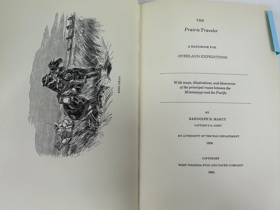 1961 Limited Edition Hardcover Book With Slipcase The Prairie Traveler A Handbook Of Overland Expeditions By Randolph B. Marcy Copyright West Virginia Pulp And Paper Company [Photo 5]