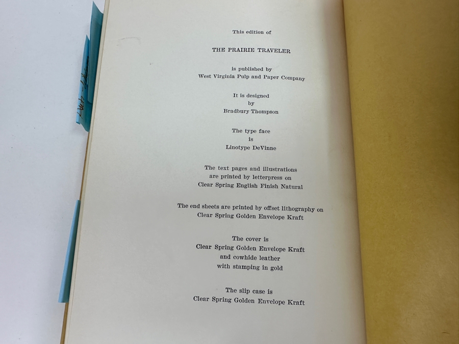 1961 Limited Edition Hardcover Book With Slipcase The Prairie Traveler A Handbook Of Overland Expeditions By Randolph B. Marcy Copyright West Virginia Pulp And Paper Company [Photo 6]