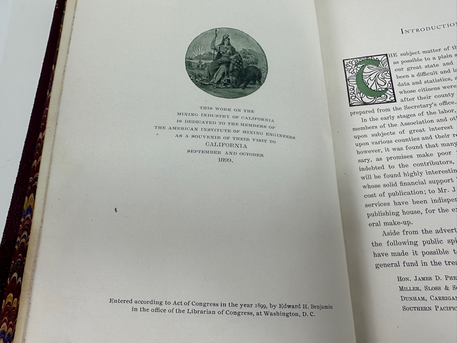 Antique 1899 First Souvenir Edition Hardcover Book California Mines And Minerals San Francisco Published By The California Miners' Association Under Direction Of Edward H. Benjamin [Photo 4]