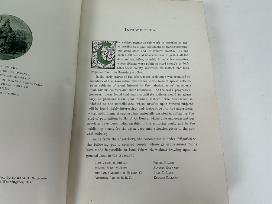 Antique 1899 First Souvenir Edition Hardcover Book California Mines And Minerals San Francisco Published By The California Miners' Association Under Direction Of Edward H. Benjamin [Photo 6]