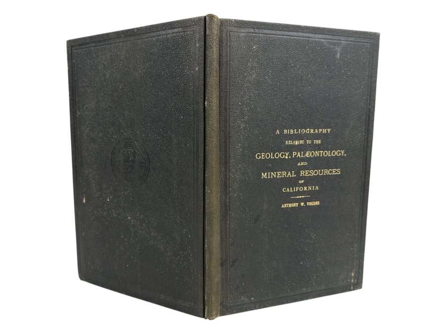 Antique 1896 First Edition Hardcover Book A Bibliography Relating To The Geology, Palaeontology And Mineral Resources Of California By Anthony W. Vogdes