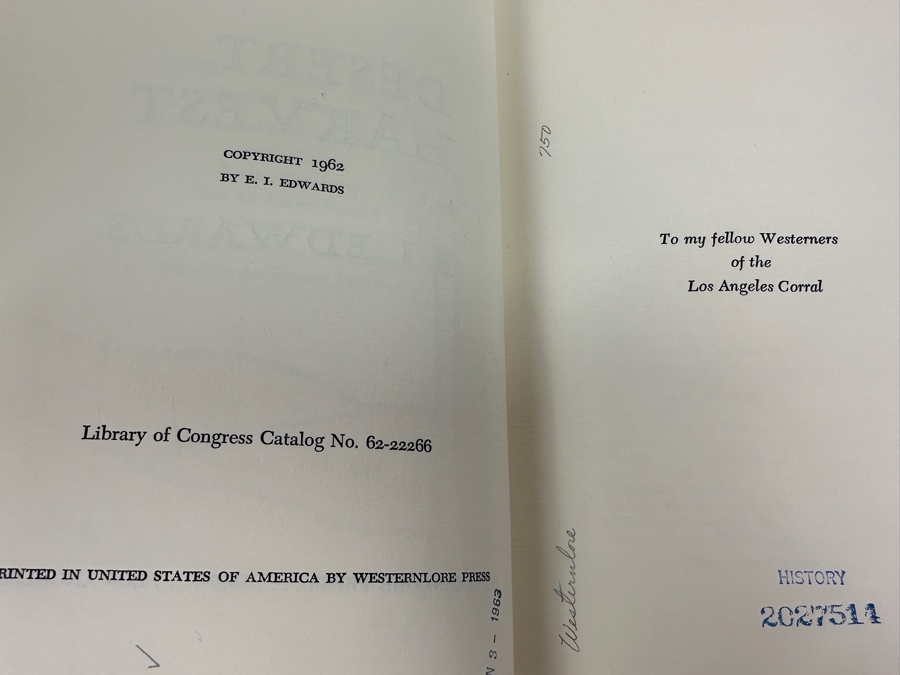 First Limited Edition (600 Copies) Hardcover Book Desert Harvest By E. I. Edwards [Photo 6]