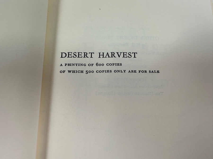 First Limited Edition (600 Copies) Hardcover Book Desert Harvest By E. I. Edwards [Photo 4]