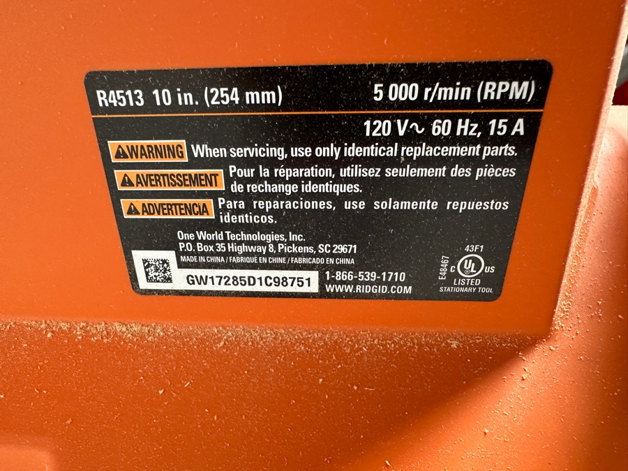 RIDGID Heavy-Duty Portable Table Saw With Portable Folding Stand Model R4513 46W X 26D X 38H Retails $800 [Photo 6]