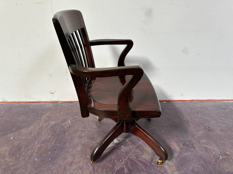 Vintage Jasper Seating Co Wooden Armchair Desk Chair With Casters [Photo 2]