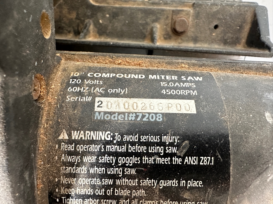 Pro-Tech 10' Compound Miter Saw Model #7208 [Photo 4]