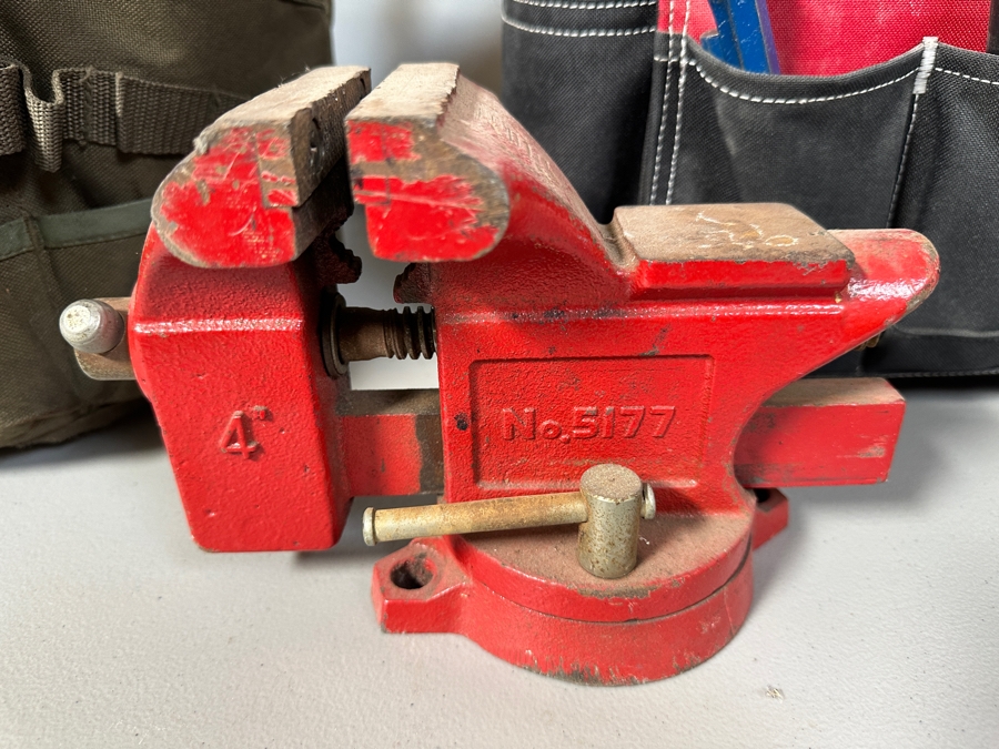 4' Vise, Husky Portable Tool Bag With Tools & Tool Bucket (See Photos) [Photo 2]