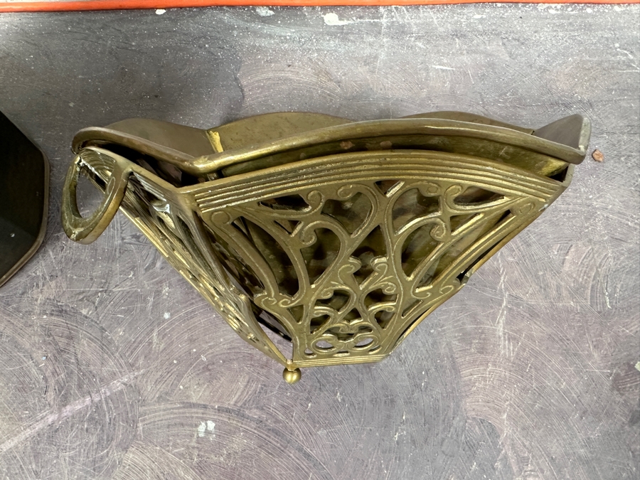 Just Added - Brass Umbrella Holder Stand 19H And Brass Footed Bowl [Photo 3]