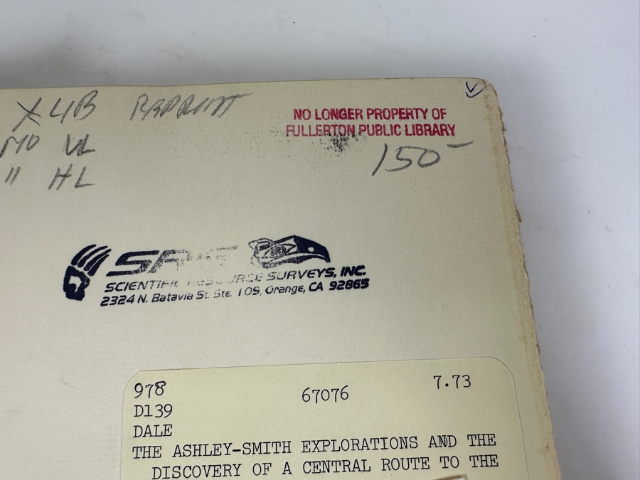 Just Added - Vintage 1941 Hardcover Book The Ashley-Smith Explorations And The Discovery Of A Central Route To The Pacific 1822-1829 By Harrison Clifford Dale [Photo 5]