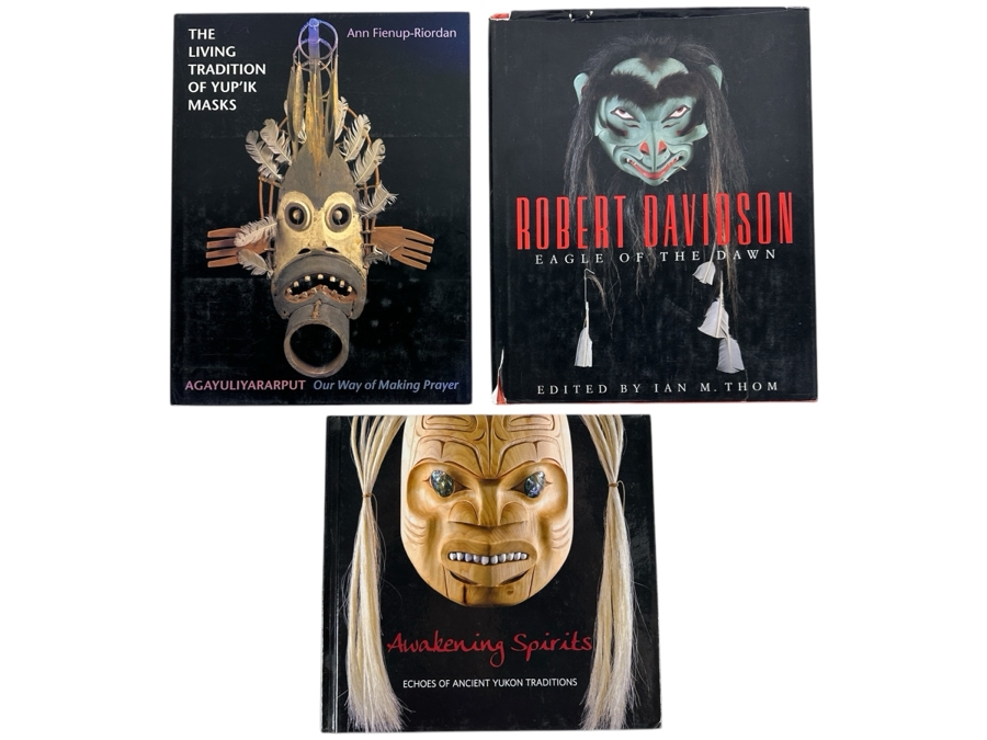 Just Added - (3) Hardcover Books: Awakening Spirits Echoes Of Ancient Yukon Traditions, Robert Davidson Eagle Of The Dawn And The Living Tradition Of Yup'ik Masks By Ann Fienup-Riordan [Photo 1]