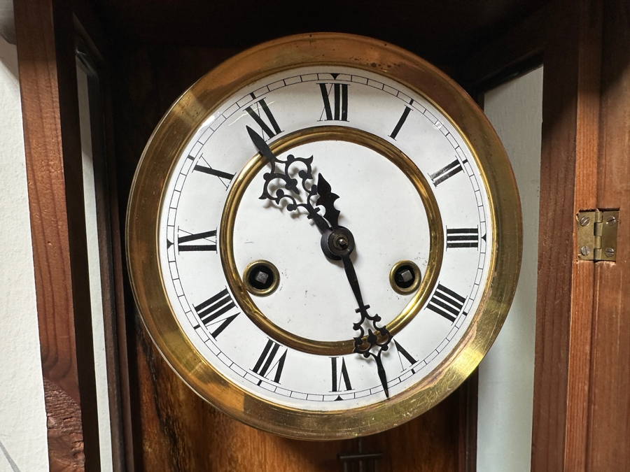 Just Added - Vintage Carved Wooden Wall Clock - Untested Sold As Is 12.5W X 34H [Photo 4]