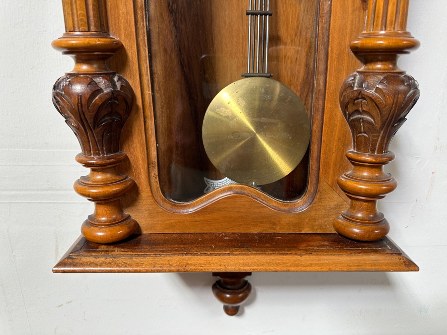 Just Added - Vintage Carved Wooden Wall Clock - Untested Sold As Is 12.5W X 34H [Photo 3]