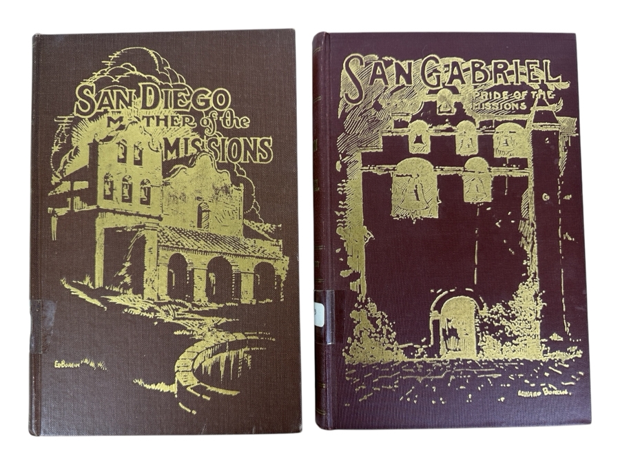 Just Added - Pair Of Antique 1920/27 Hardcover Books: San Diego Mother Of The Missions And San Gabriel Pride Of The Missions [Photo 1]
