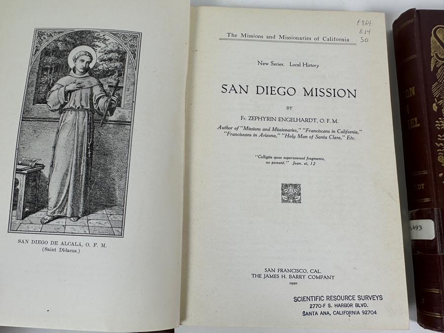 Just Added - Pair Of Antique 1920/27 Hardcover Books: San Diego Mother Of The Missions And San Gabriel Pride Of The Missions [Photo 3]