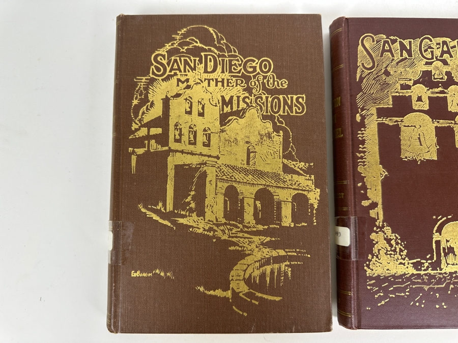 Just Added - Pair Of Antique 1920/27 Hardcover Books: San Diego Mother Of The Missions And San Gabriel Pride Of The Missions [Photo 2]