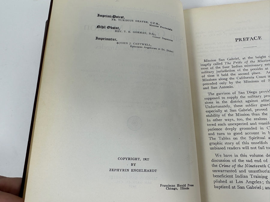 Just Added - Pair Of Antique 1920/27 Hardcover Books: San Diego Mother Of The Missions And San Gabriel Pride Of The Missions [Photo 6]