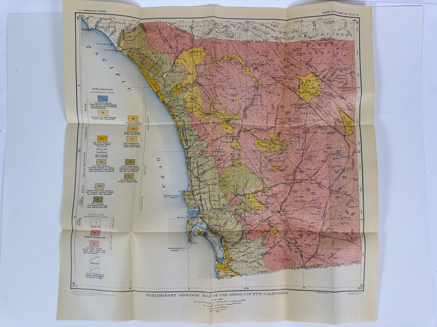 Just Added - Antique 1919 First Edition Hardcover Book Geology And Ground Waters Of The Western Part Of San Diego County California By Arthur J. Ellis And Charles H. Lee Department Of Interior With Lots Of Maps [Photo 15]