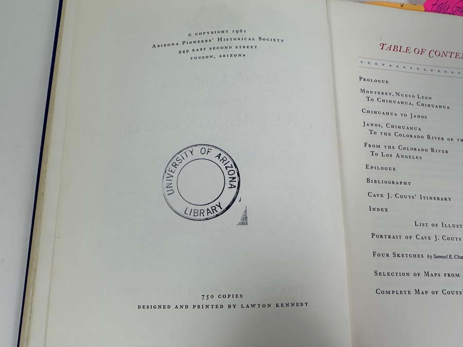 Just Added - Vintage 1961 Limited First Edition Hardcover Book Hepah, California! The Journal Of Cave Johnson Couts Limited To 750 Copies [Photo 4]