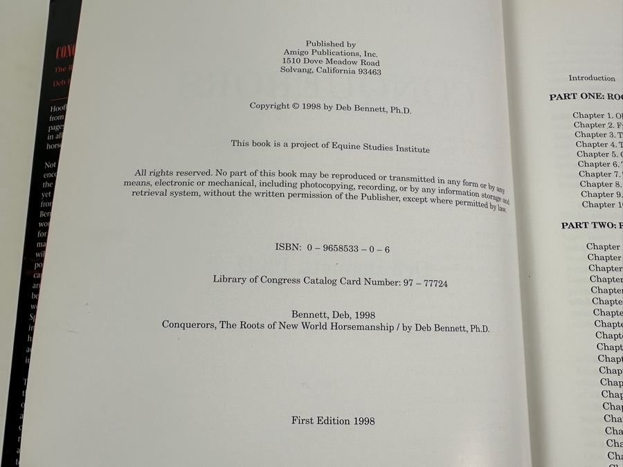 Just Added - First Edition 1998 Hardcover Book Conquerors: The Roots Of New World Horsemanship By Deb Bennett [Photo 3]
