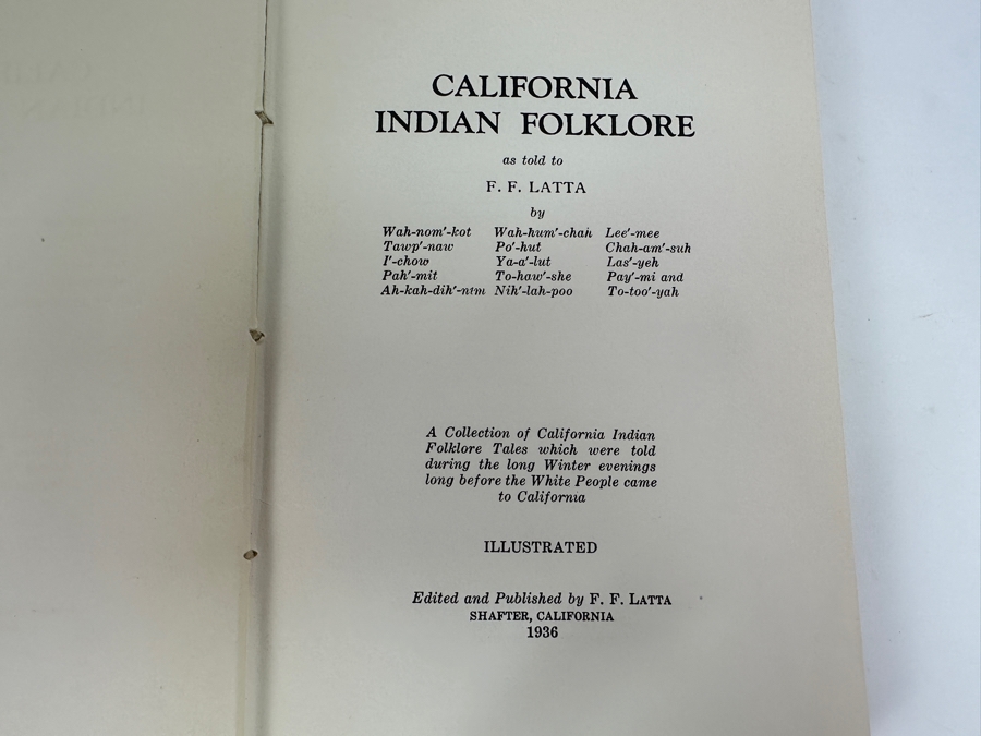 Just Added - Vintage 1936 First Edition Hardcover Book California Indian Folklore As Told To F. F. Latta [Photo 3]