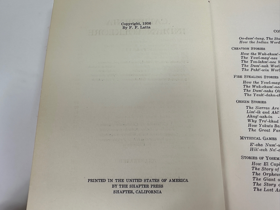 Just Added - Vintage 1936 First Edition Hardcover Book California Indian Folklore As Told To F. F. Latta [Photo 4]