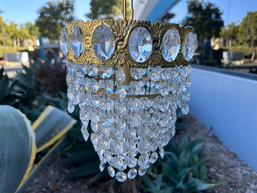 Just Added - Vintage Small Hanging Crystal Chandelier 8W X 10H [Photo 3]
